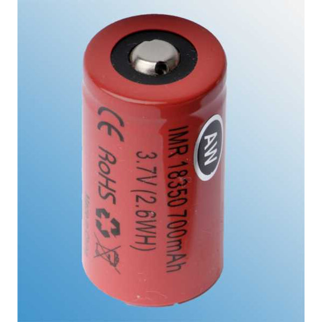  AW 18350 Battery - Capacity : 800mAh - Cycle Life : > 500 cycles - Dimensions : 18.15 x 34.82 (+/-0.05)mm