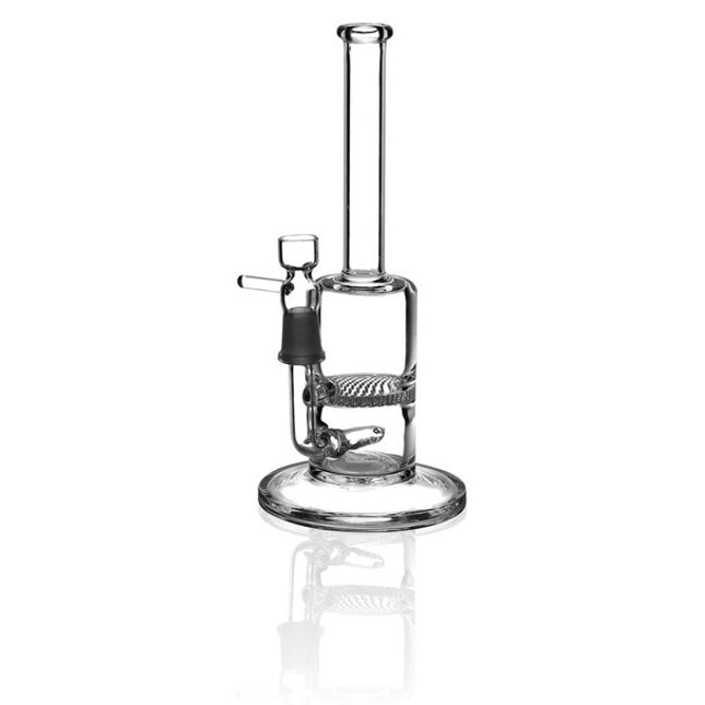 Glass Inline 9" Water Pipe with 14mm Male Herb Slide